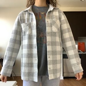 Grey and white plaid flannel